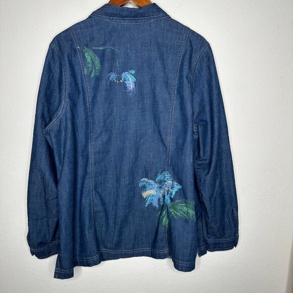 Napa Valley Floral Denim Jacket Sz 1X - Picture 8 of 8